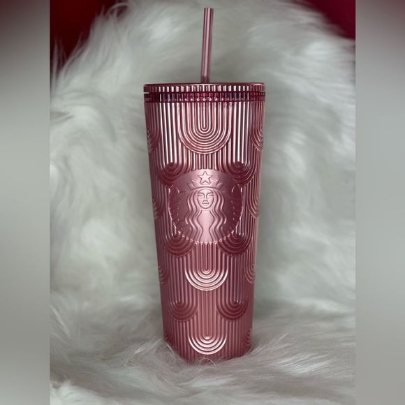NEW STARBUCKS 2023 Fall Shimmer Pink Mermaid Cold Cup Tumbler 24oz - Picture 1 of 2
